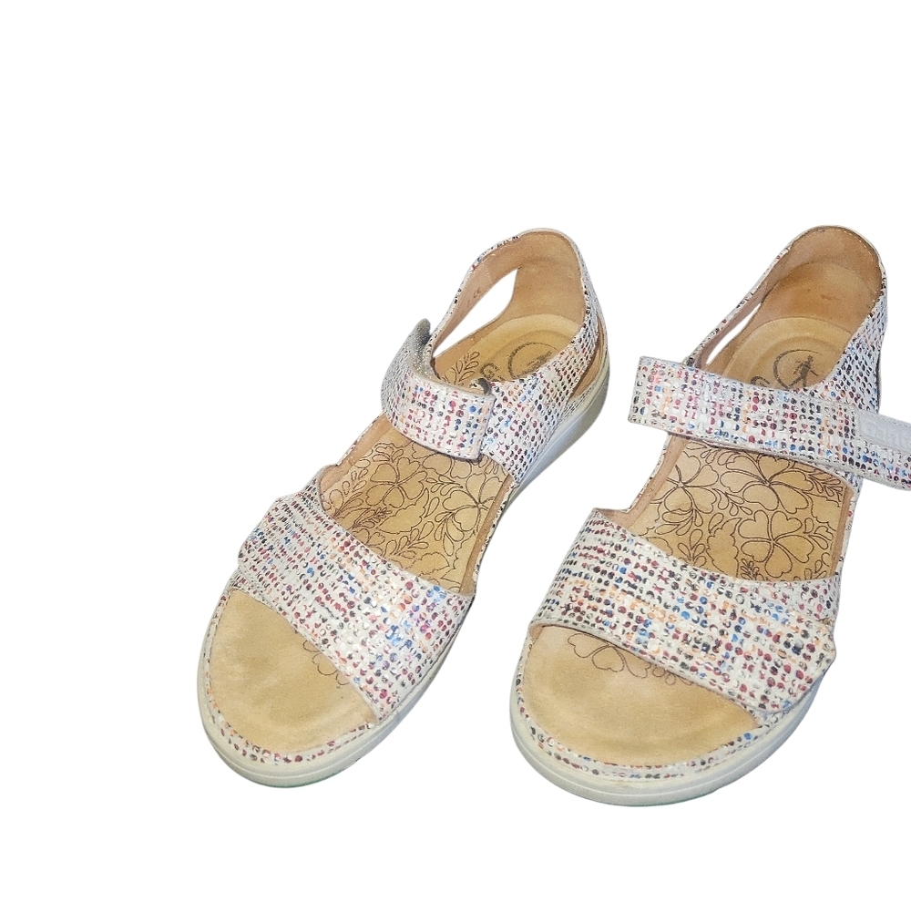 Ganter Women's Open Toe Velcro Fastener Leather Multicolor Sandals 37 - Picture 2 of 9